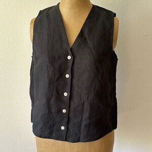 Ilana Kohn S linen button front vest great like new condition black 100% linen